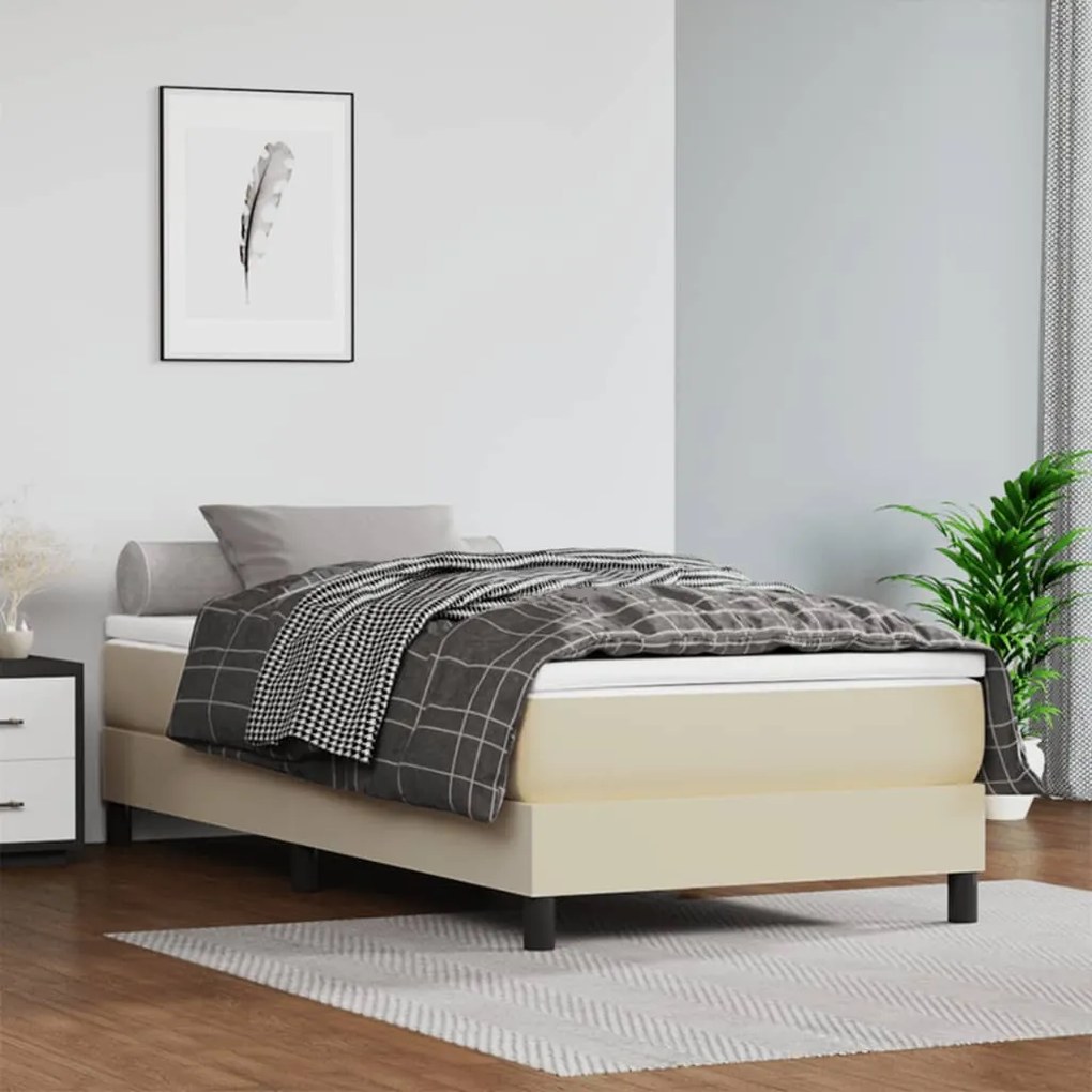 3120666 vidaXL Estrutura cama com molas 80x200 cm couro artificial cor crème