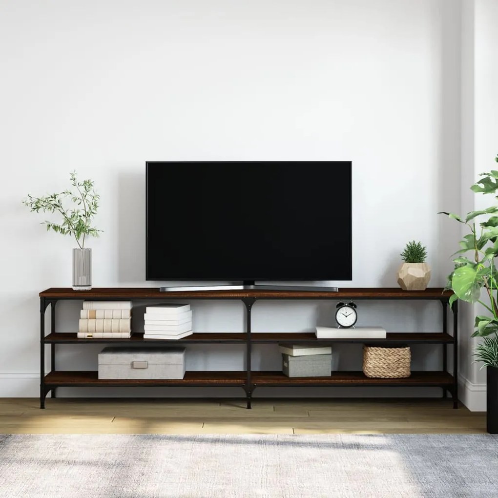 Móvel TV 180x30x50cm derivados madeira/metal carvalho castanho