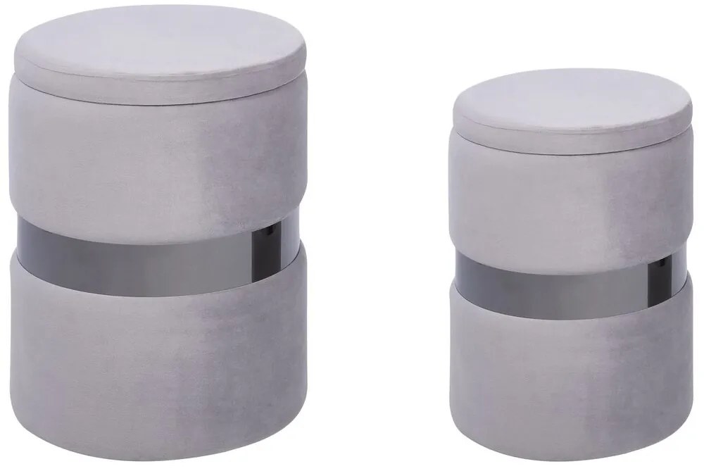 Conjunto de 2 tamboretes em veludo cinzento DORIS Beliani