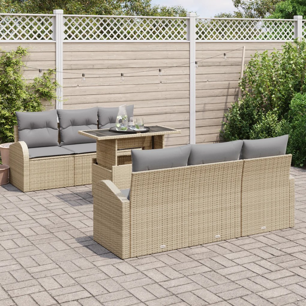 Conjunto de Sofá de Jardim vidaXL com Almofadas Beje Rattan Sintético,