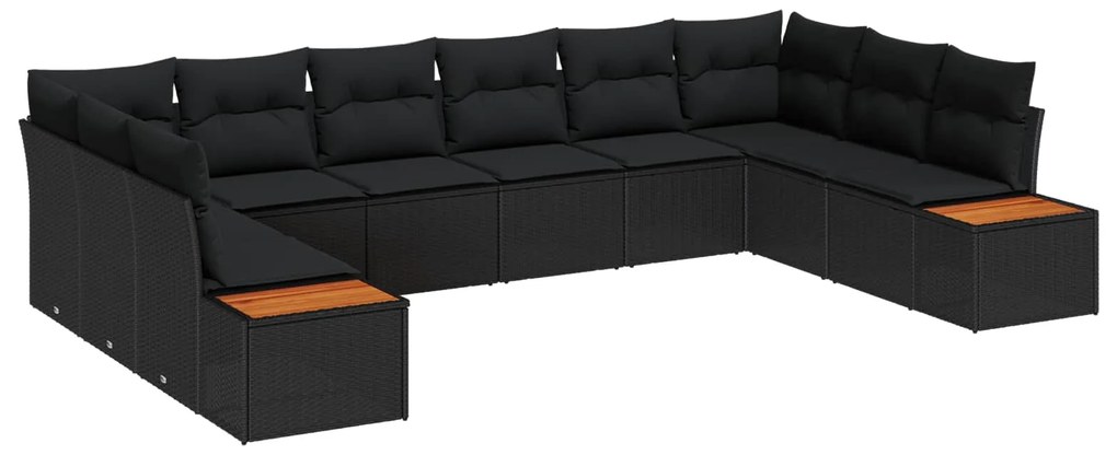 vidaXL Conjunto de Sofá de Jardim 10 pcs Preto Rattan Sintético