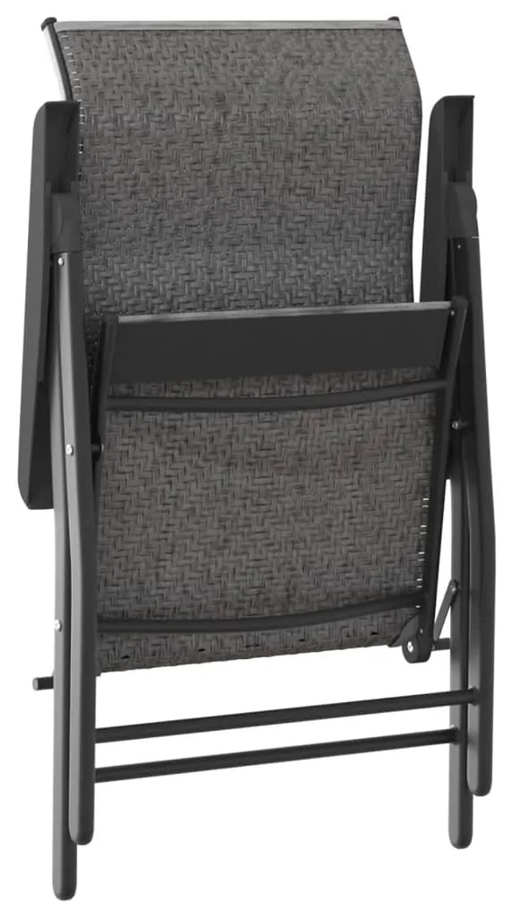 Cadeiras de jardim dobráveis 2 pcs vime PE cinzento