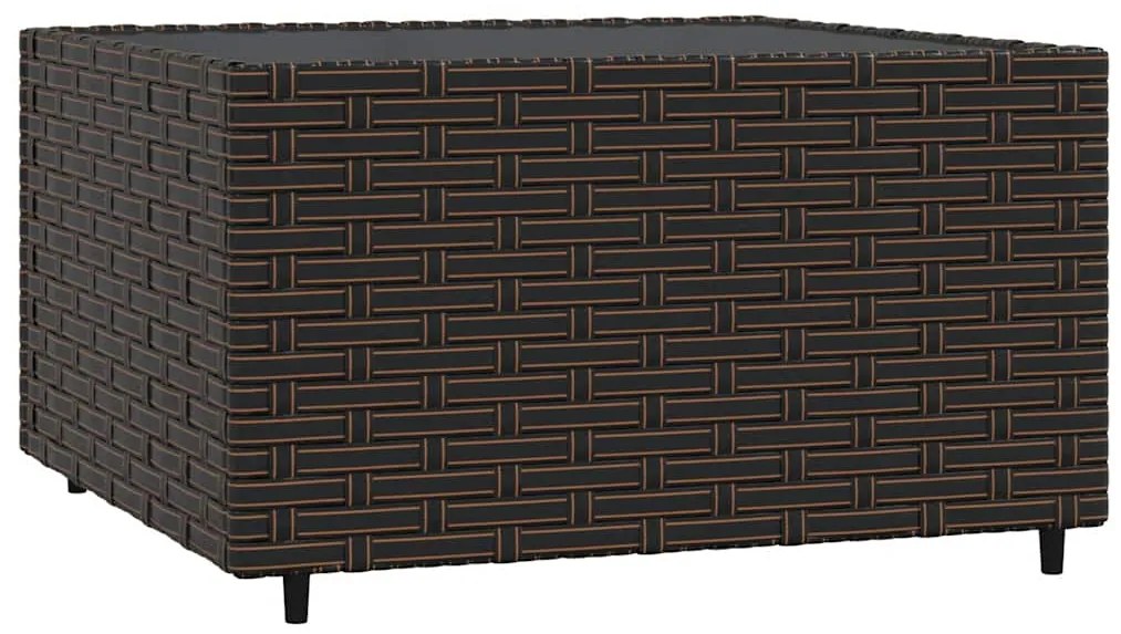 4 pcs conjunto lounge jardim c/ almofadões vime PE castanho