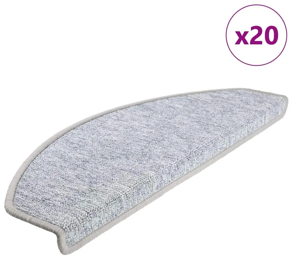 Tapetes de escada 20 pcs 65x24x4 cm cinzento-claro