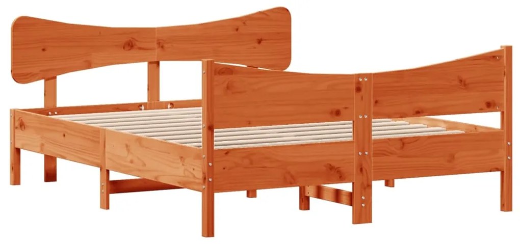 Cama sem colchão 160x200 cm madeira pinho maciço castanho-mel