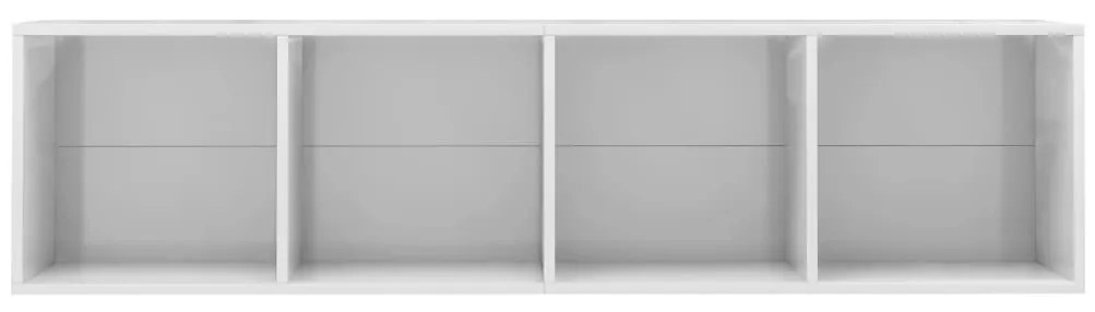 Estante/móvel de TV 143x30x36 cm contraplacado branco brilhante