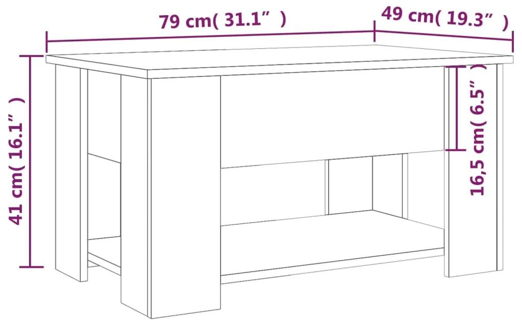 Mesa de centro 79x49x41 cm madeira processada cinza cimento