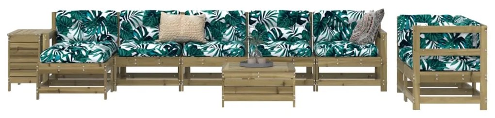 10 pcs conjunto sofás de jardim madeira de pinho impregnada