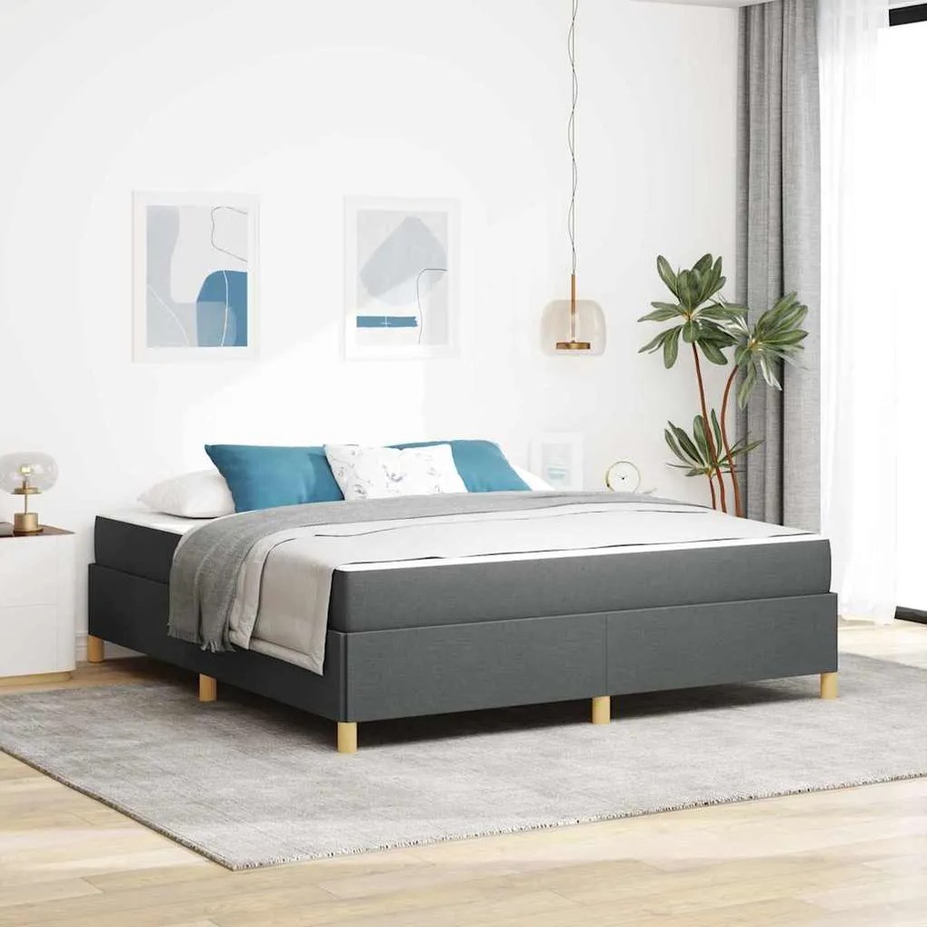 vidaXL Estrutura da Cama com colchão Cinza Escuro 180 x 200 cm tecido