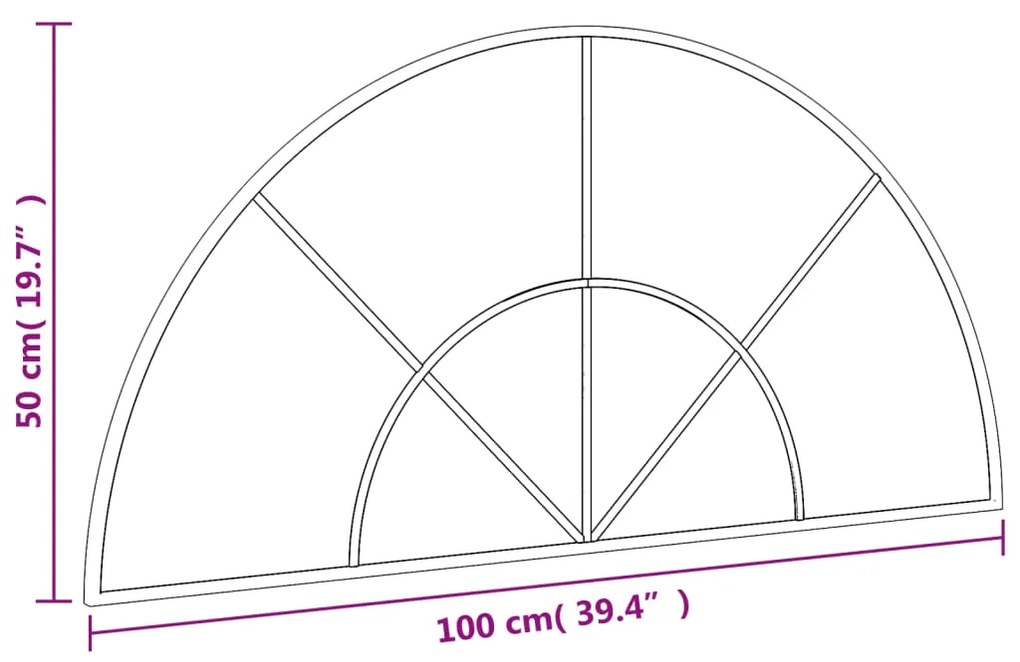 Espelho de parede arqueado 100x50 cm ferro preto