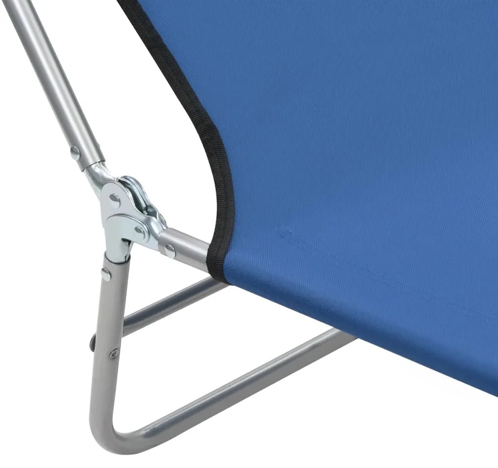 Espreguiçadeiras dobráveis 2 pcs aço e tecido azul