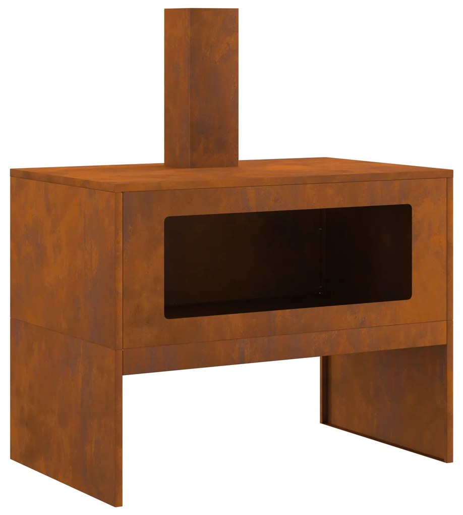 Fogueira com Chaminé 80x50x96 cm Aço Envelhecido