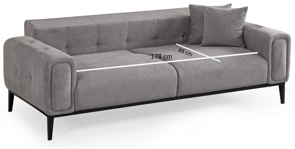 Sofá-Cama 3 Lugares Athena – Cinzento Claro – 225x92x76 cm