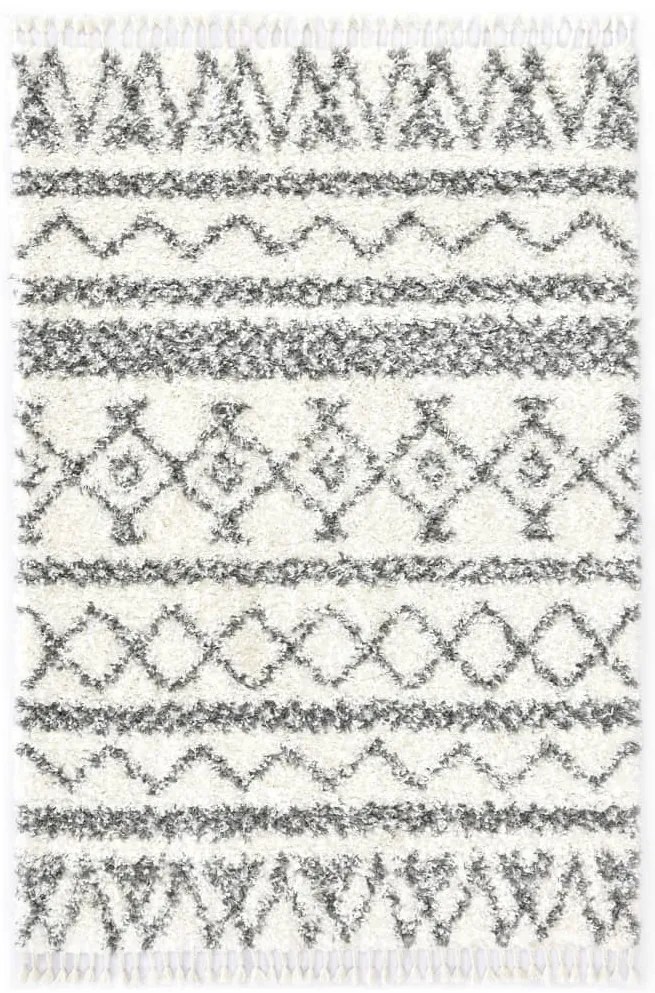 vidaXL Tapete berbere shaggy PP bege e cinzento 160x230 cm