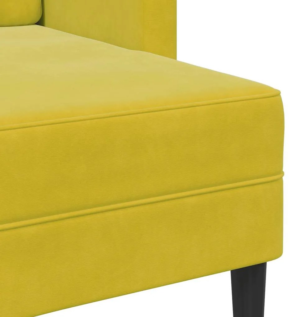 Sofá 2 lugares com Chaise em L 125 cm veludo amarela