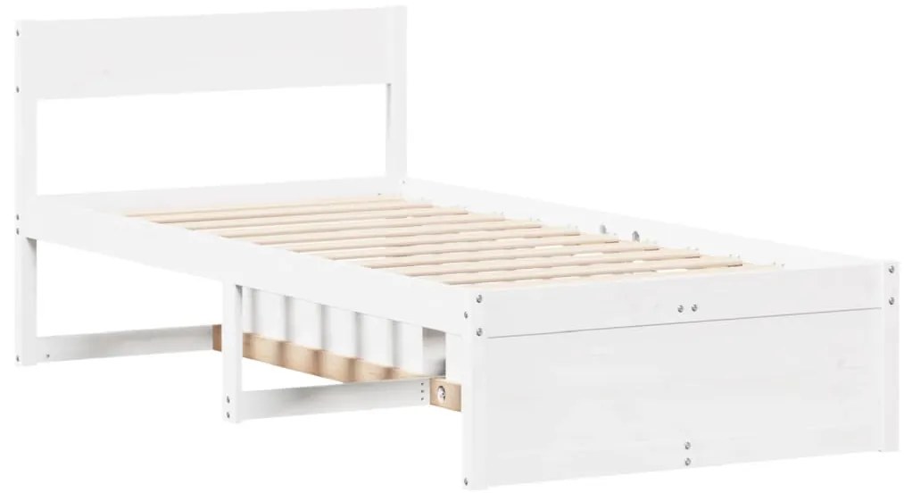 Cama sem colchão 90x200 cm madeira de pinho maciça branco