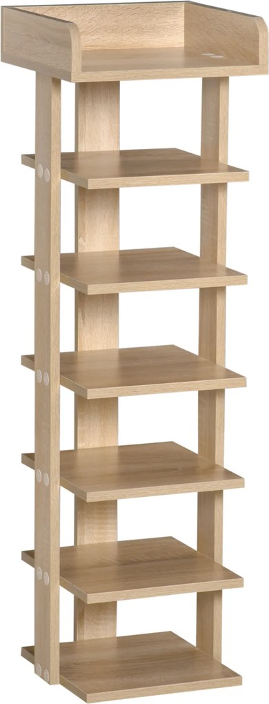 HOMCOM Sapateira Estreita de 7 Níveis Estante para Sapatos para 6 Pares de Sapatos 32x30x104 cm Madeira | Aosom Portugal