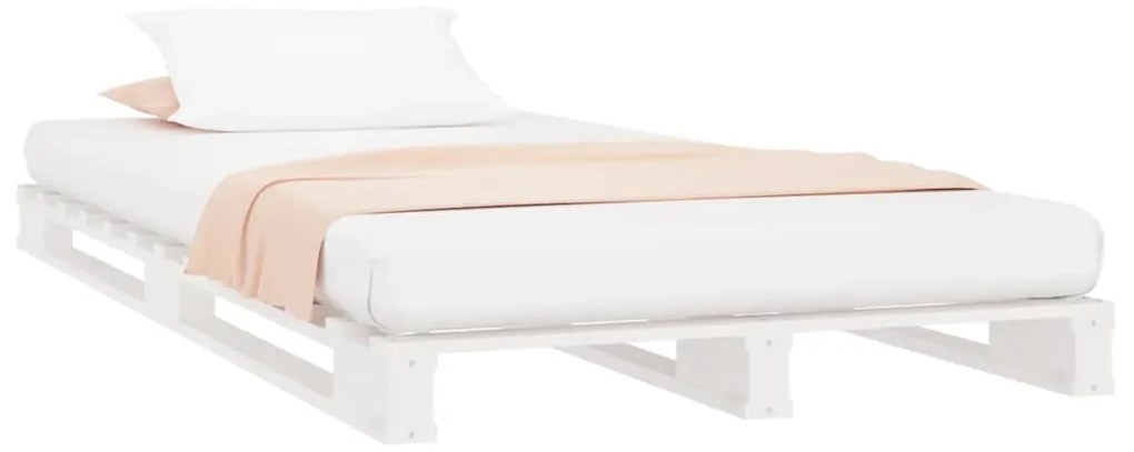 Estrutura cama pequena de solteiro 75x190cm pinho maciço branco