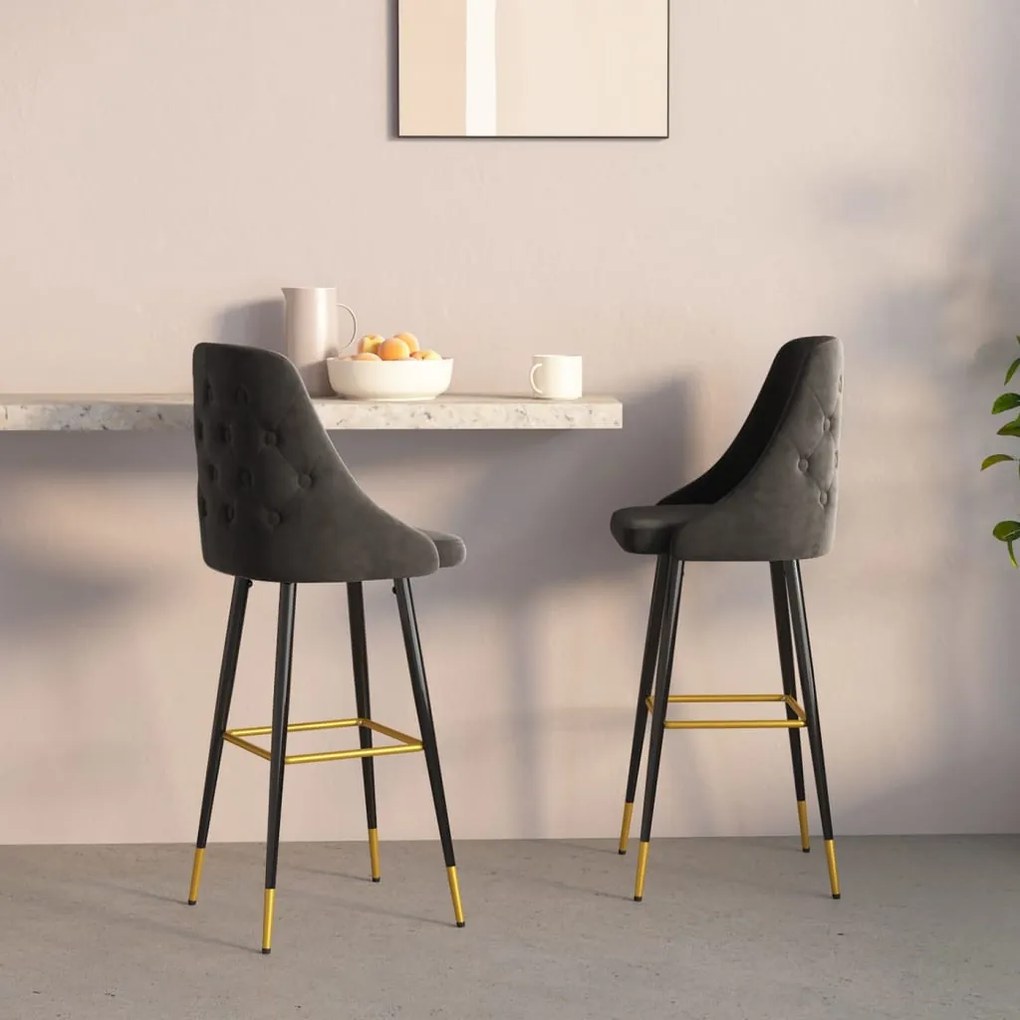 vidaXL Bancos de bar 2 pcs veludo cinzento-escuro