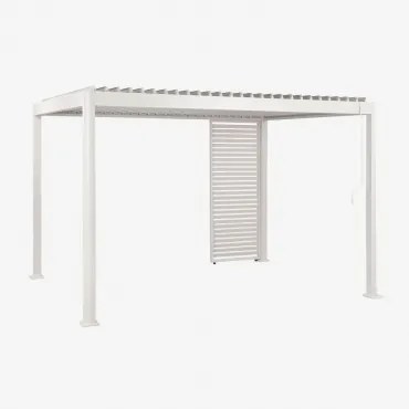 Pérgola Bioclimática De Alumínio Com Lâminas E Painel Druvia Gardénia Branco & Pérgula De 3x4 M Com 1 Painel De 92,5 Cm - Sklum