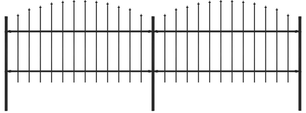 Cerca de jardim com topo em lanças (1-1,25)x3,4 m aço preto