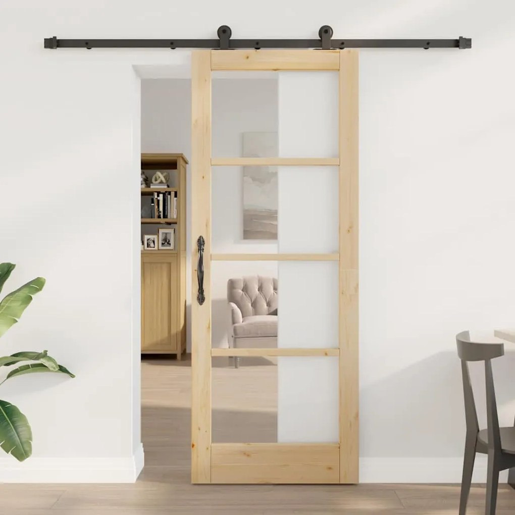 vidaXL Porta Deslizante ORKDAL Natural e Preto 78 x 202 cm