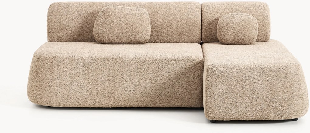 Sofá-cama de canto em teddy-bouclé com arrumação Pao