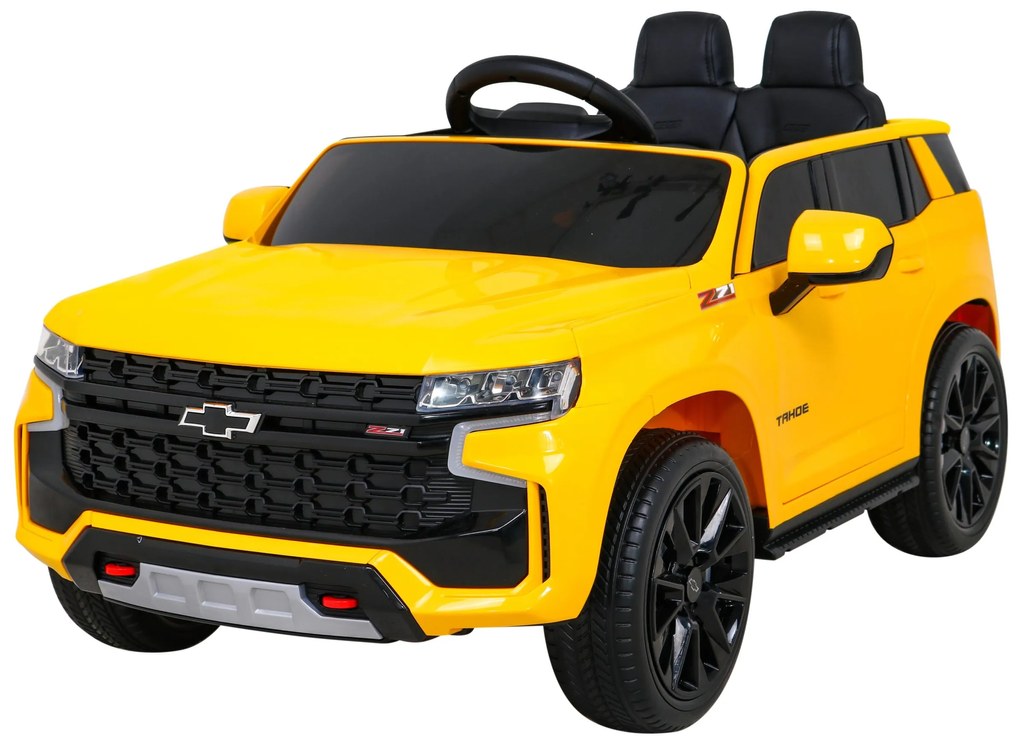 Carro elétrico para Crianças 12V Chevrolet Tahoe Rodas de EVA, Assento de couro Amarelo