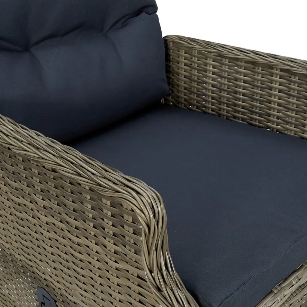 3 pcs conjunto de jantar para jardim castanho