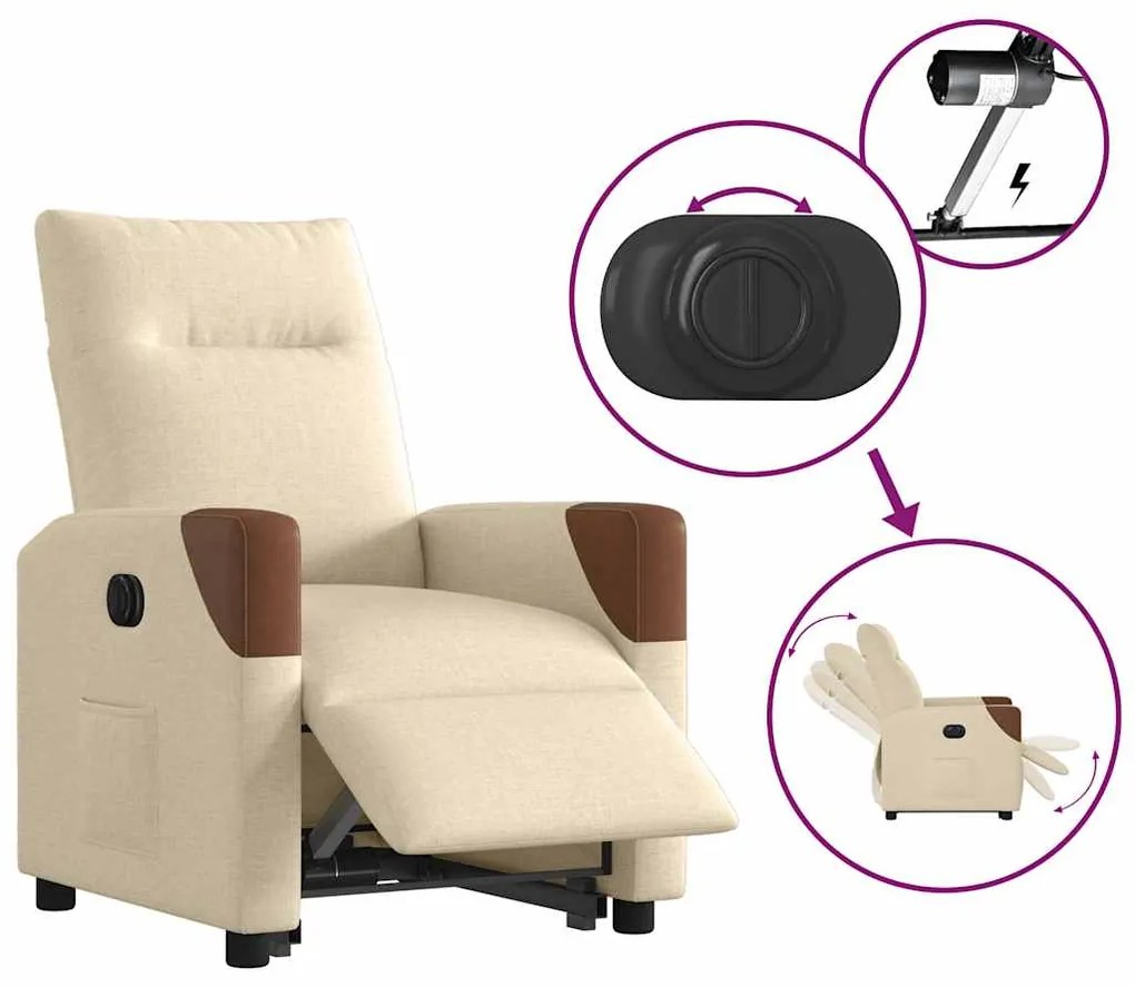 Poltrona reclinável elevatória elétrica tecido cor creme