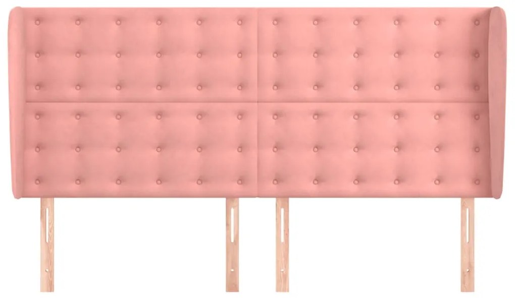 Cabeceira cama c/ abas veludo 203x23x118/128 cm rosa