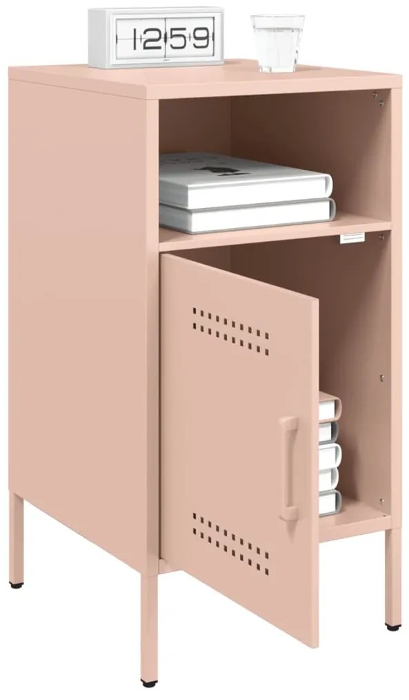 Mesas de cabeceira 2 pcs 36x39x68 cm aço rosa