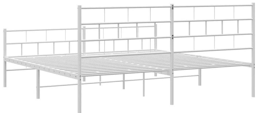 Estrutura de cama com cabeceira e pés 200x200 cm metal branco
