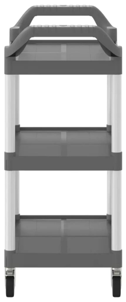 Carrinho c/ 3 prateleiras 81x41x92 cm alumínio cinzento