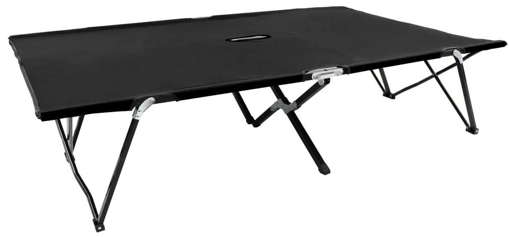 Espreguiçadeira/cama dobrável para 2 pessoas aço preto