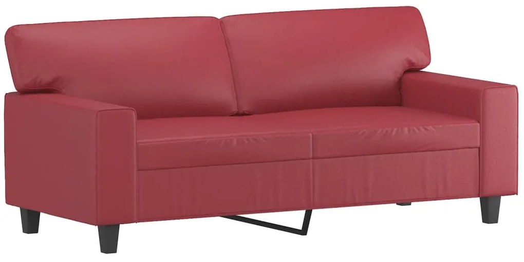 3 pcs conjunto de sofás couro artificial vermelho tinto