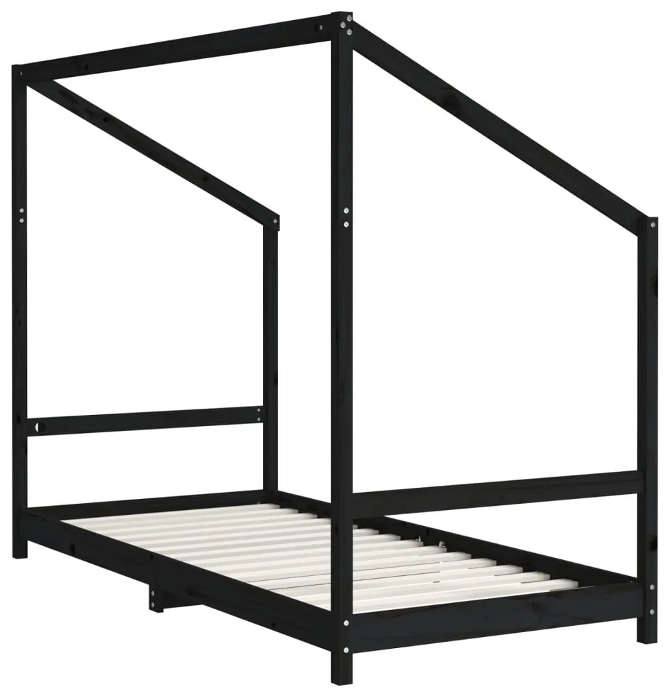 Estrutura de cama infantil 2x(90x200) cm pinho maciço preto