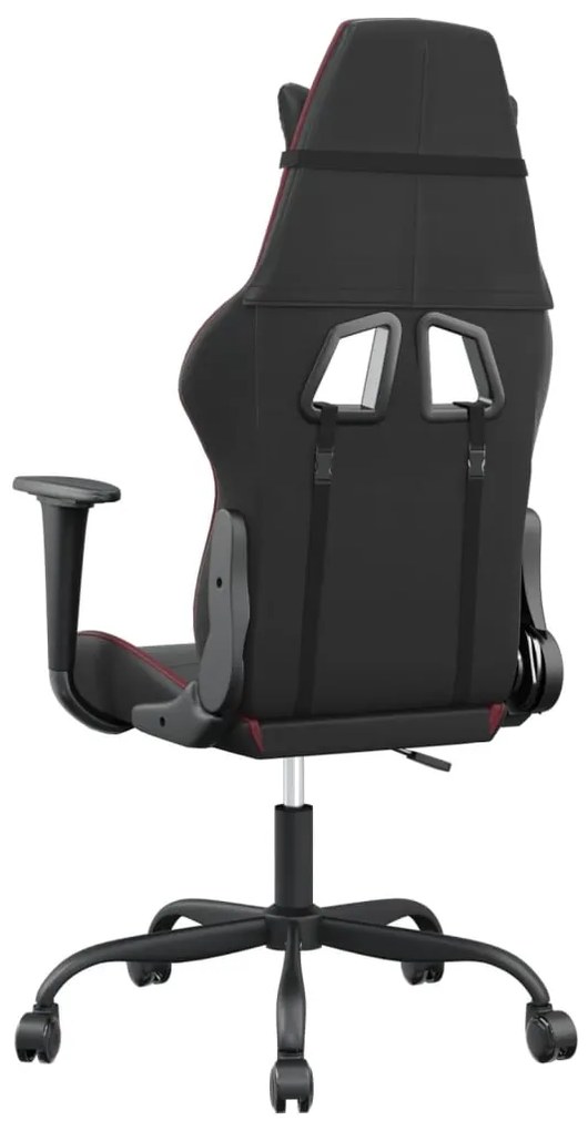 Cadeira gaming massagens couro artificial preto/vermelho tinto