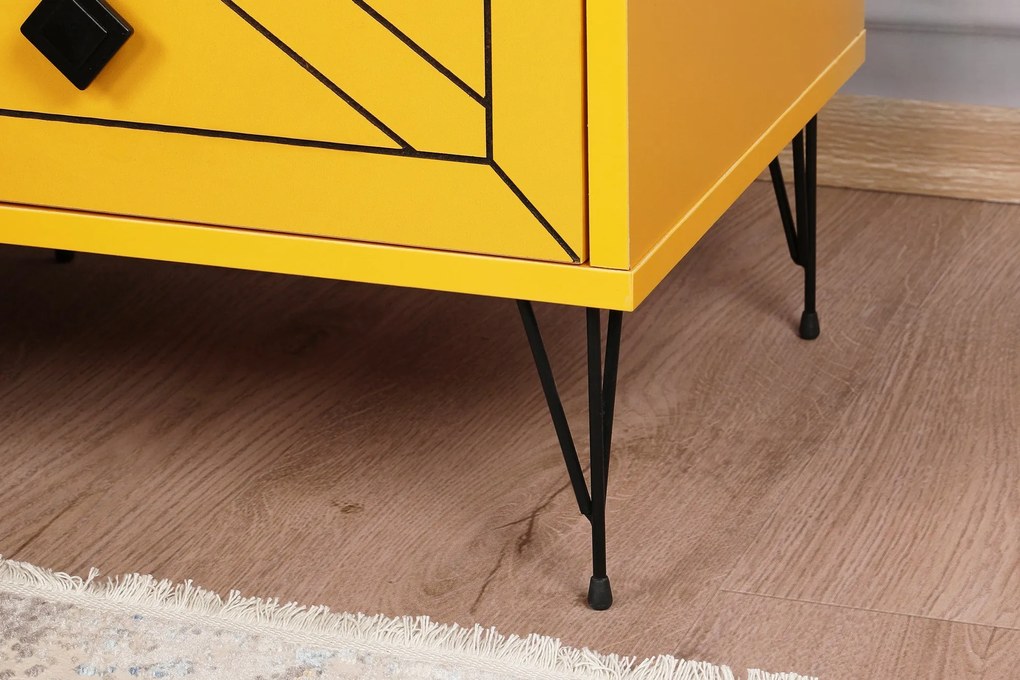 Mesa de Cabeceira Luna – Amarelo Vibrante (50 x 55 x 40 cm) | Estilo e