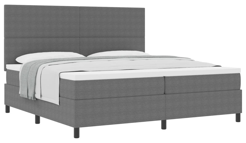 Cama Box Spring com Colchão Cinza Claro 200x200 cm Tecido de Corduroy