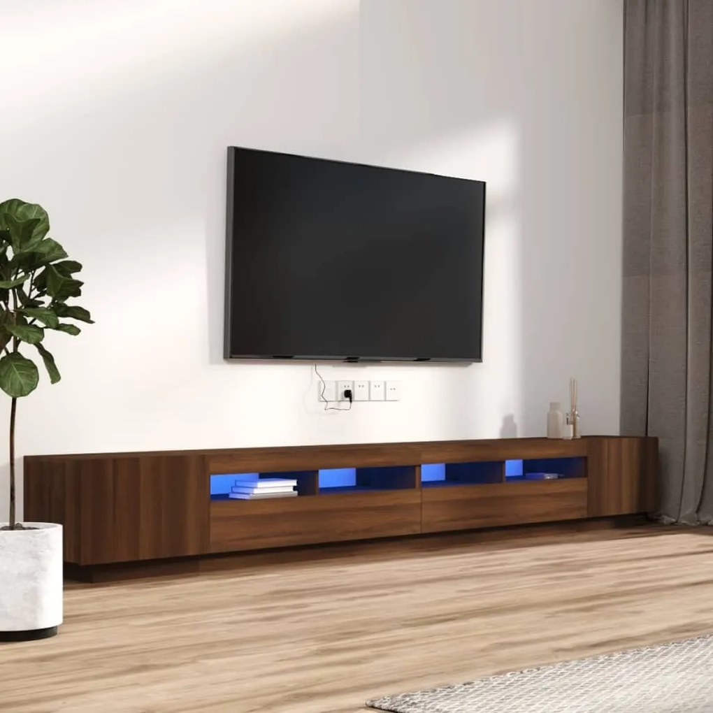 3120178 vidaXL Conjunto móveis de TV 3pcs c/ LEDs madeira carvalho castanho
