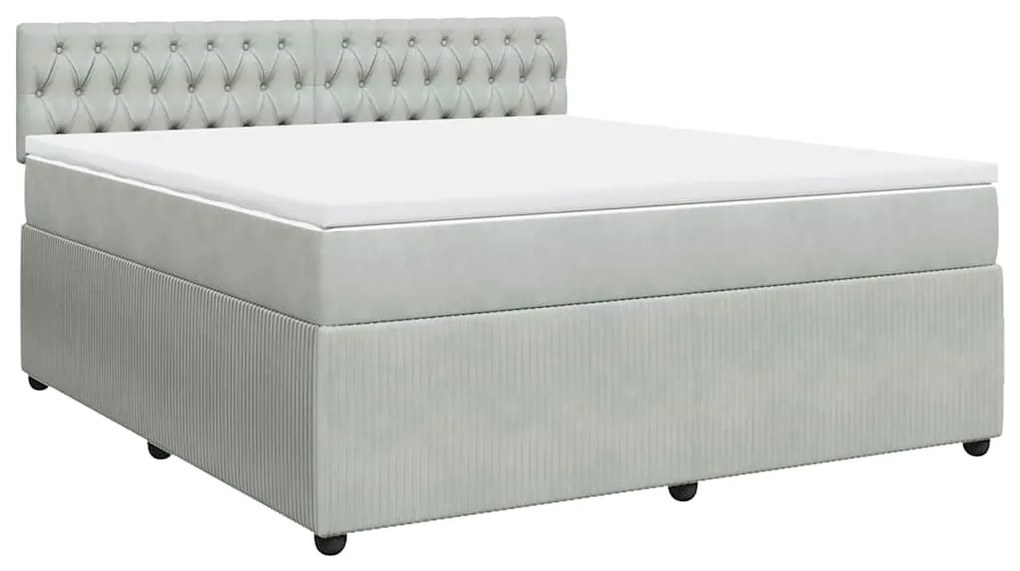 Cama com molas/colchão 180x200 cm veludo cinzento-claro