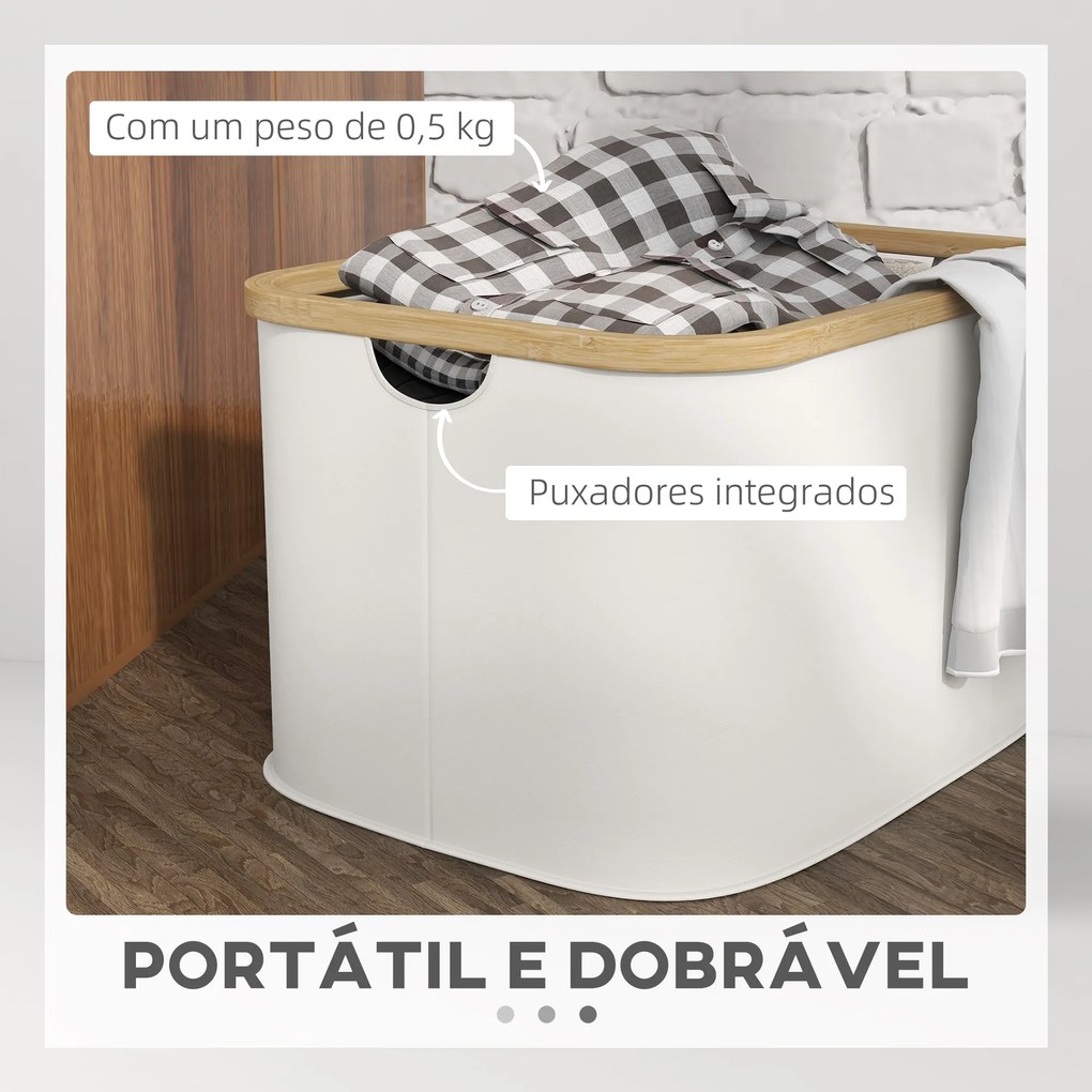 HOMCOM Cesto para Roupa Dobrável Cesto para Roupa Suja 36 L com Pega p