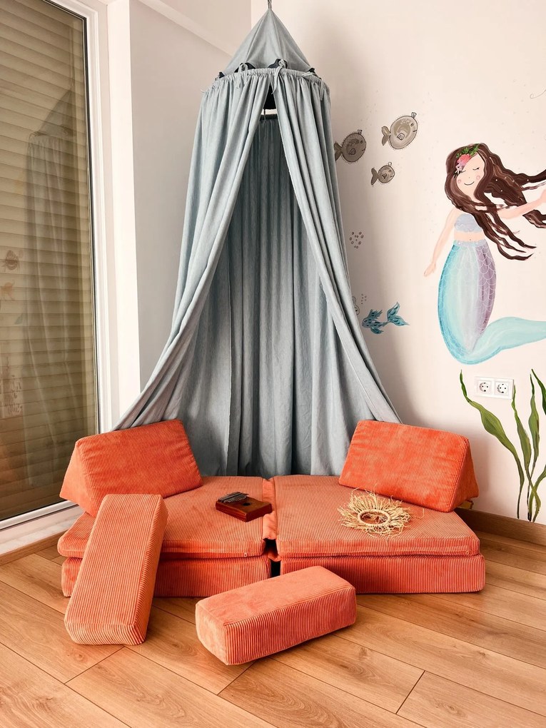 Sofá-Cama de 2 Lugares Puzzle – Laranja – 140x46x70 cm