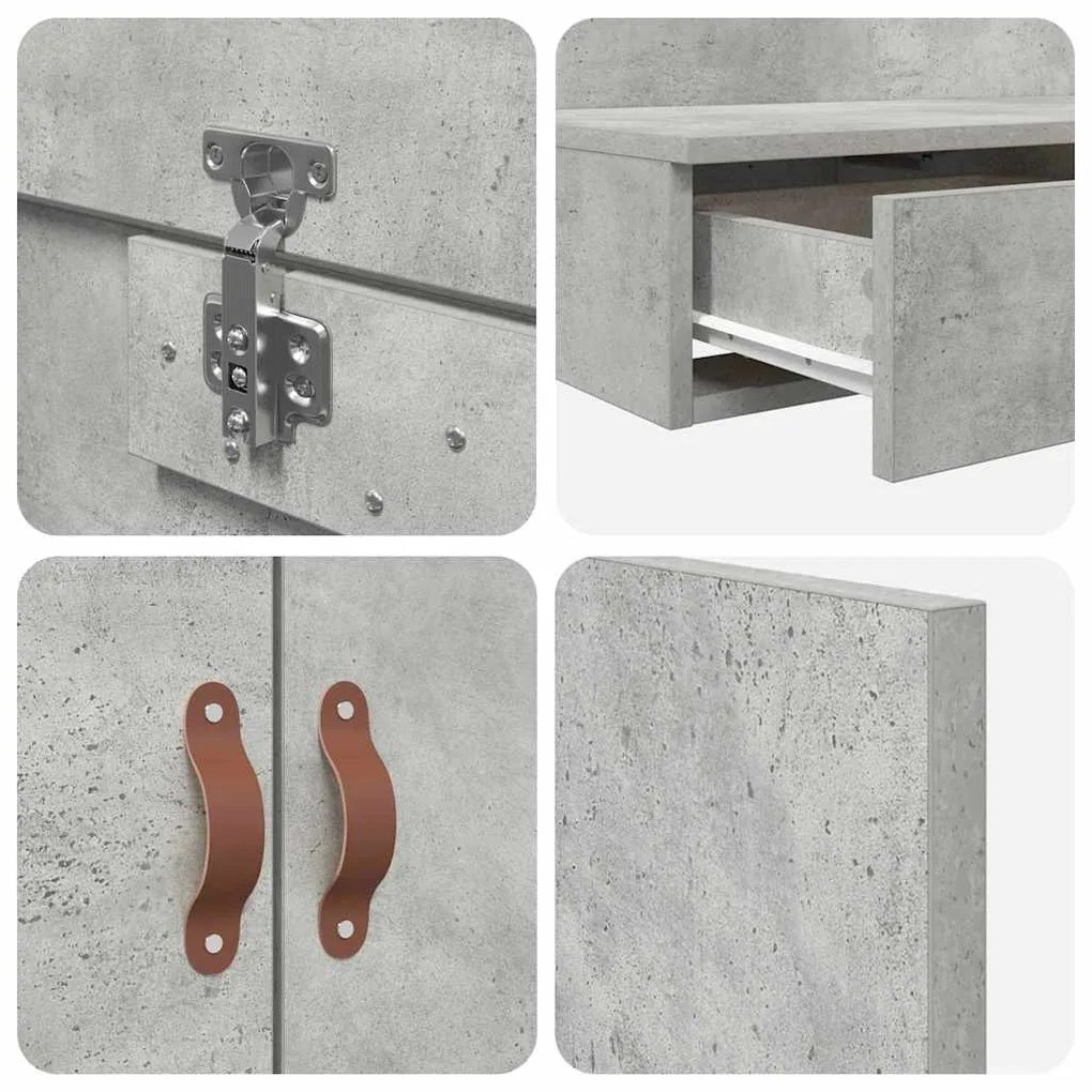 Cama de armazenamento Cinza Concreto 140x200 cm