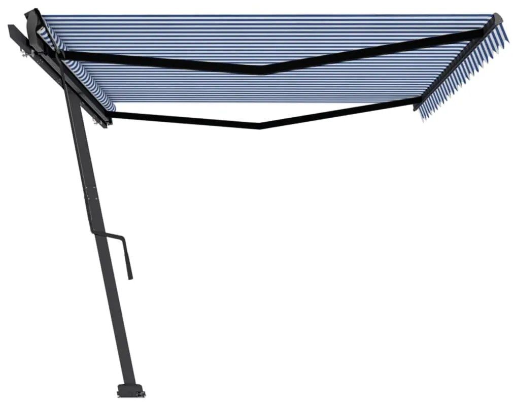 Toldo retrátil manual independente 500x350 cm azul e branco
