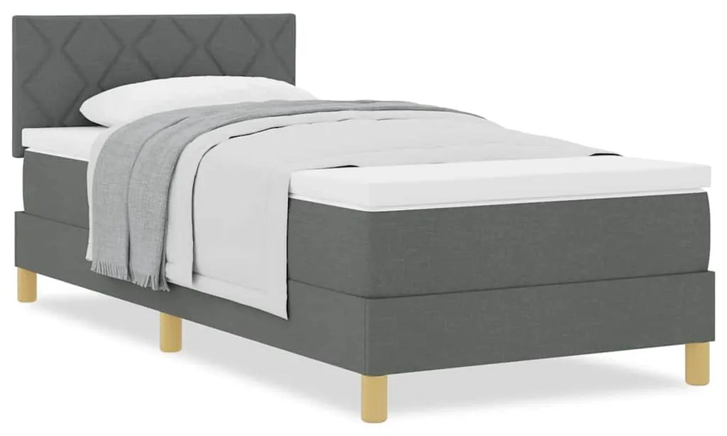 Cama Box Spring com Colchão Cinza Escuro 90x200 cm Tecido