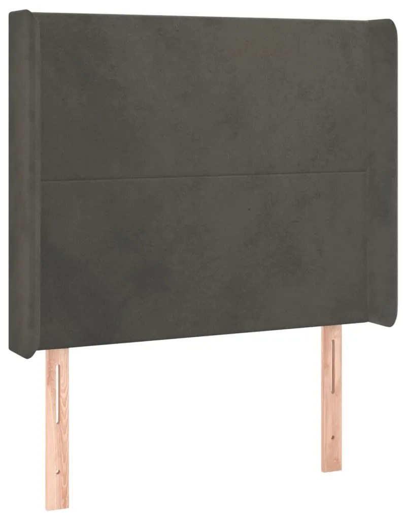 Cama box spring c/ colchão/LED 90x200 cm veludo cinzento-escuro