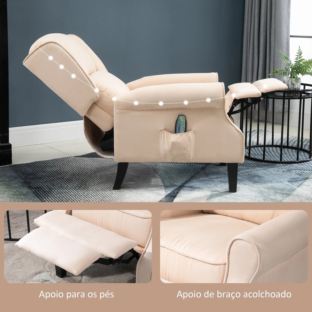 Poltrona de Massagem Poltrona Relax Reclinável com Controlo Remoto 2 Á