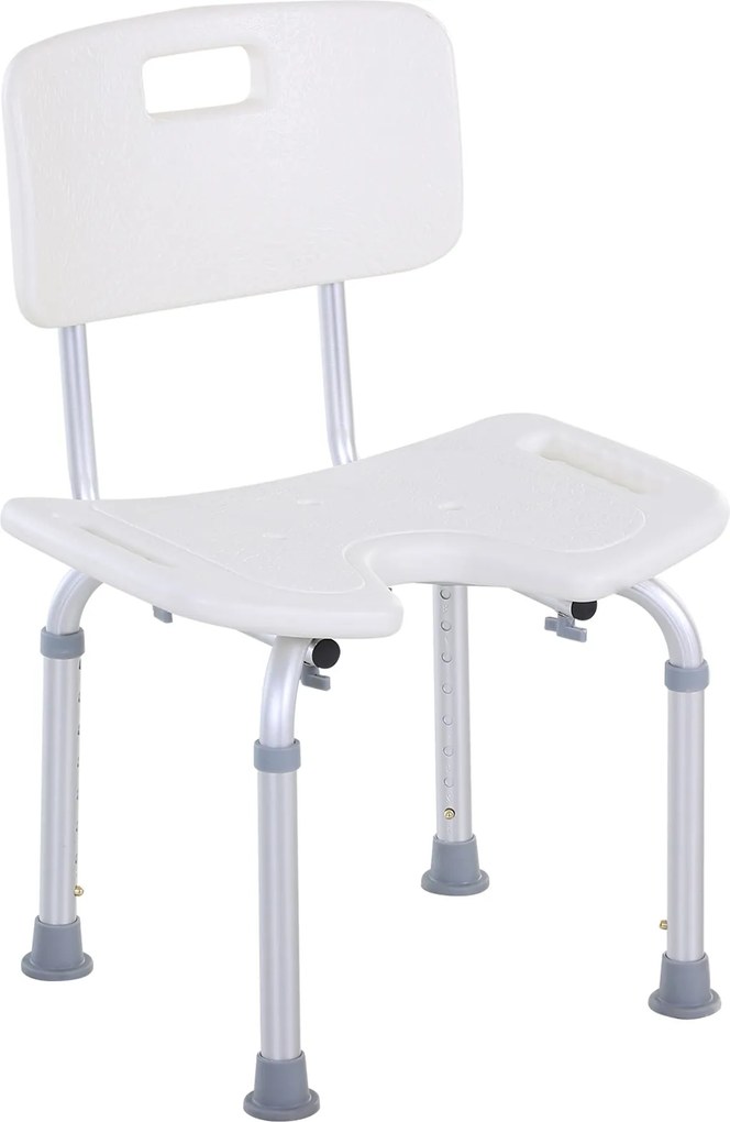 Banco de duche, cadeira de duche ergonómica, altura ajustável, pés antiderrapantes, carga máxima de 136 kg, alumínio e HDPE